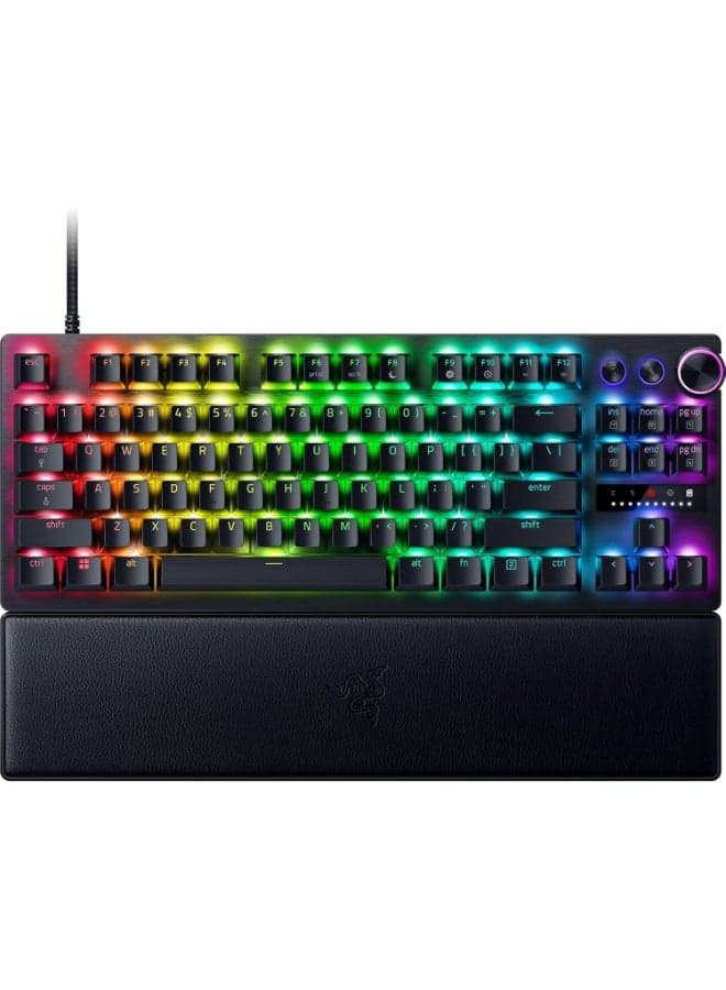 Razer Huntsman V3 Pro Mechanical Keyboard, Analog Optical Switch Gen-2, Firm Leatherette Wrist Rest, Doubleshot PBT Keycaps, Detachable Type-C Cable, ENG (US) Layout, Black I RZ03-04970100-R3M1