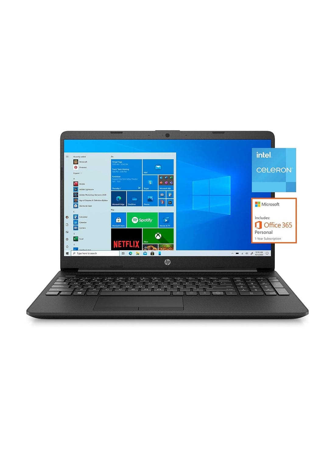 (Upgraded Version) Newest Laptop With 15.6-Inch Display, Celeron N4020 Processor/8GB RAM/128GB SSD/Windows 10 Home + 32Gb Tela Usb Card English Black English Black