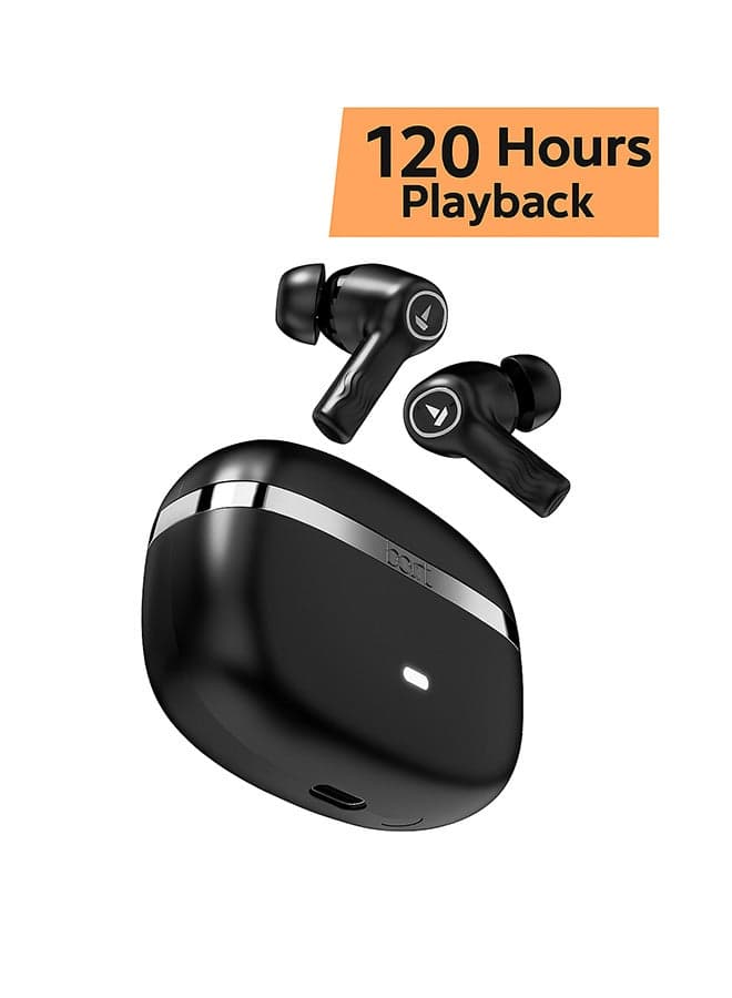 Nirvana Ion TWS Earbuds With 120 HRS Playback(24hrs/Charge), Crystal Bionic Sound With Dual EQ Modes, Quad Mics ENx Technology, Low Latency(60ms), In Ear Detection Charcoal Black