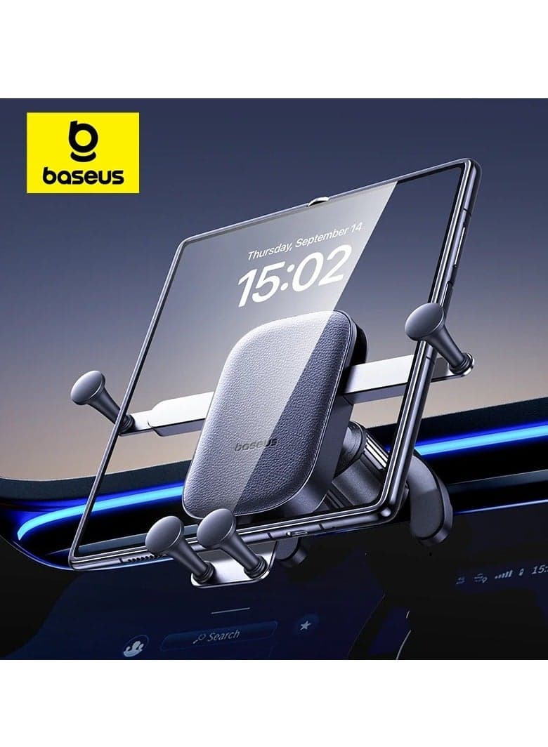 Car Phone Holder, Aluminum Z Fold 3/4/5 Car Mount Vent Holder, Universal Gravity Cell Phone Holder for Samsung Galaxy Z Fold 4 / Z Fold 5 / S24 / S23 / iPhone 15 Pro Max/Plus / iPad Mini Black