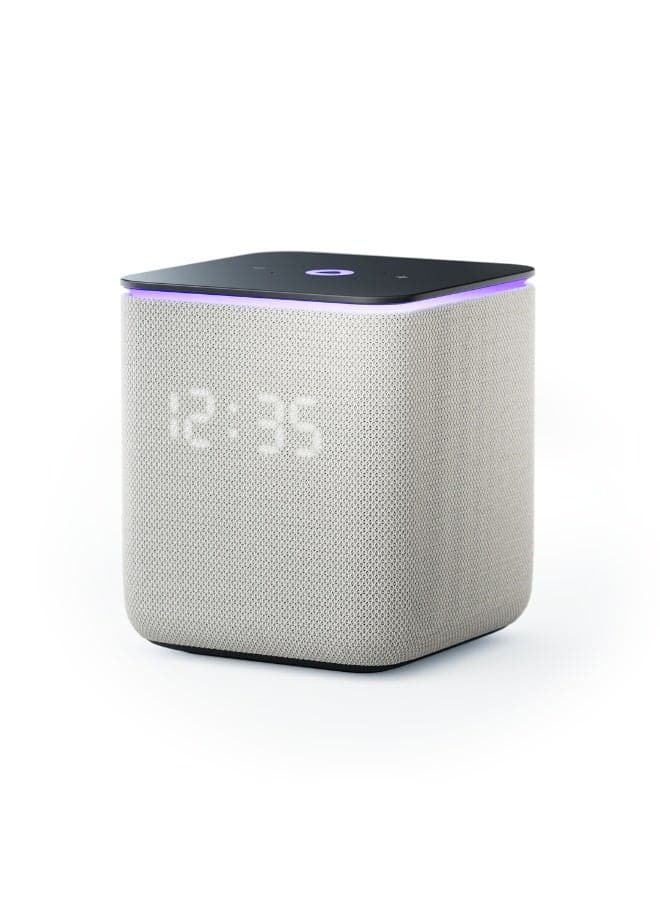 Yango Yasmina Midi Smart AI Speaker, 24W Deep Bass, Arabic & English, LED Light Ring, Zigbee Smart Home, Home & Office Grey