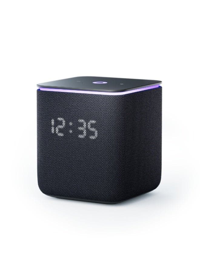 Yango Yasmina Midi Smart AI Speaker, 24W Deep Bass, Arabic & English, LED Light Ring, Zigbee Smart Home, Home & Office Black