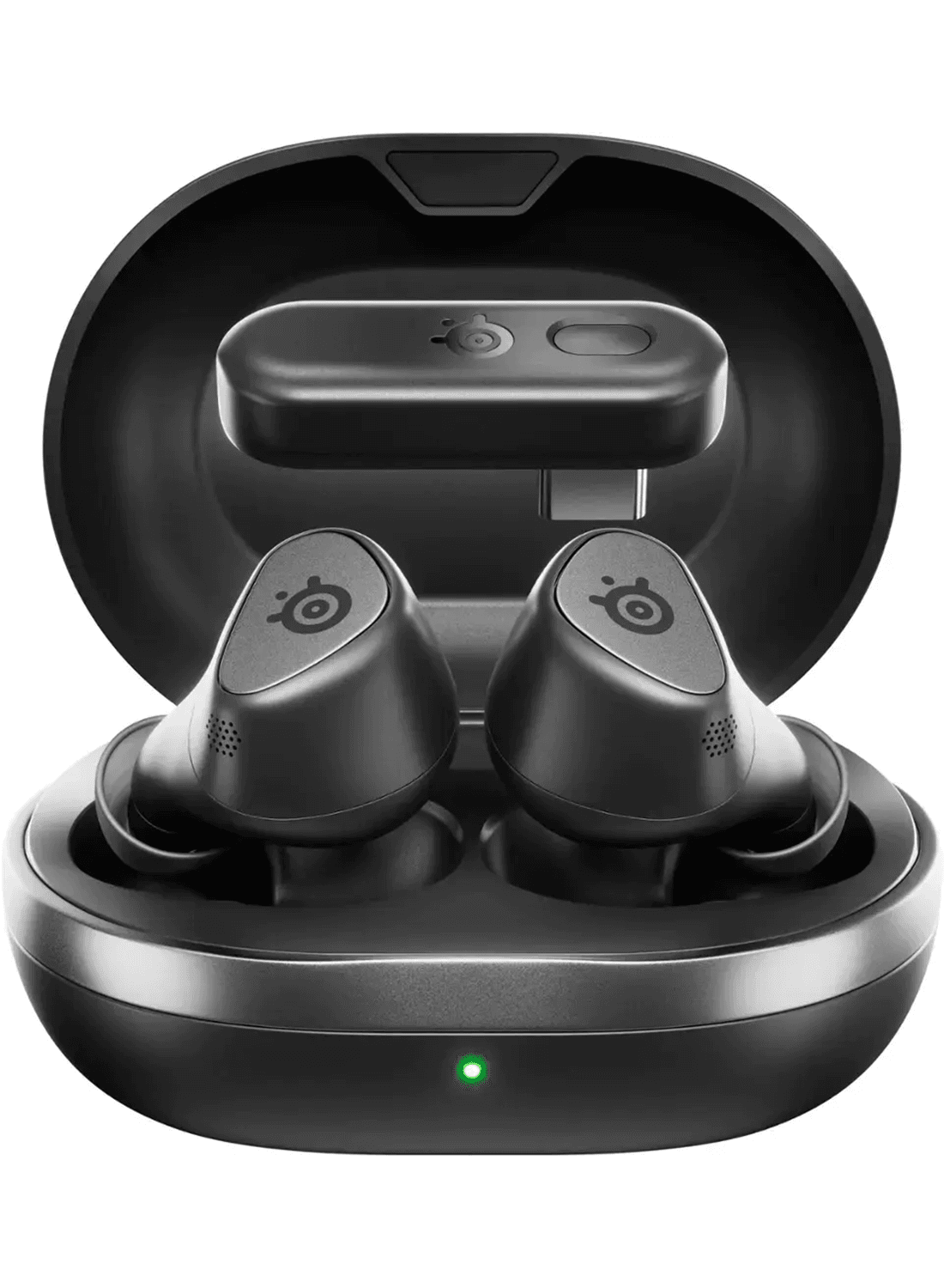 SteelSeries Arctis Gamebuds for PlayStation, Neodymium Magnetic Drivers, 4 mic Hybrid Active Noise Cancellation, Bluetooth 5.3 & Quick Switch 2.4GHz Connectivity, Up to 40 Hours, Black | 61680