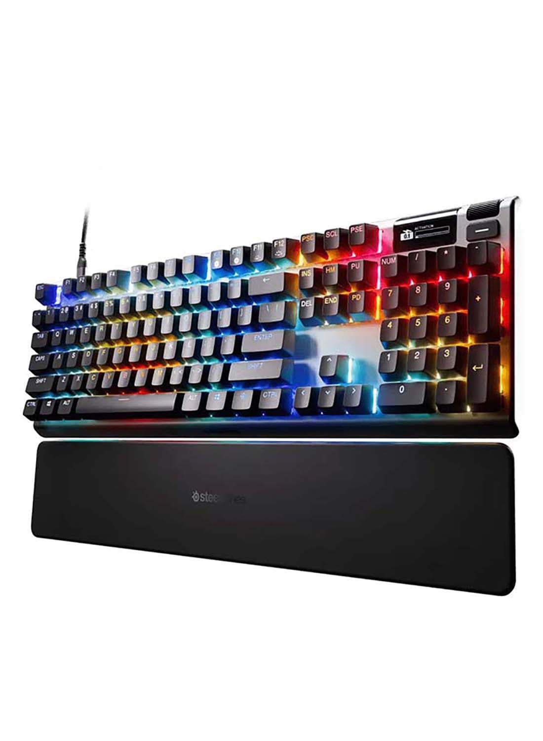SteelSeries Apex Pro Gen 3 Full Size Mechanical Gaming Keyboard, OmniPoint 3.0 Adjustable HyperMagnetic Switches, Double Shot PBT Keycaps, US English Layout, Wired Connectivity, Black | 64660