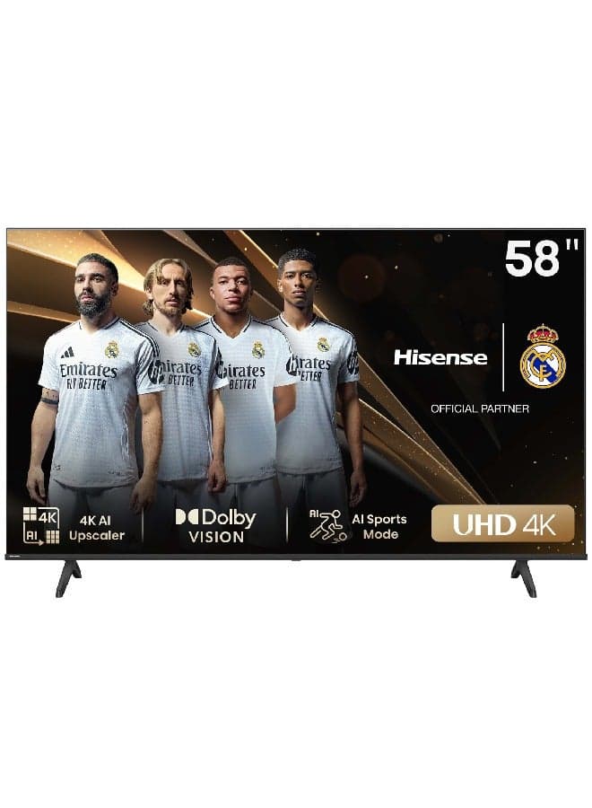 58 Inch 4K AI Upscale UHD Smart TV | 60Hz | Precision Colour | Dolby Vision | Game Mode PLUS | VIDAA Smart TV | Voice Control | Model 2024 | 58A6N Black