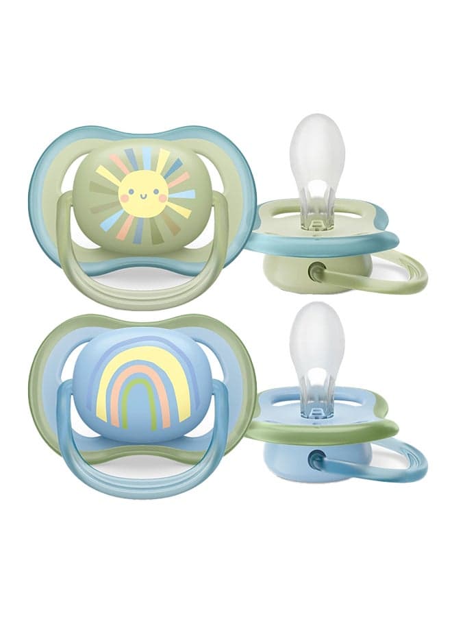Soother Ultra AIR 0-6M For Boys, 2 Pieces | No.1 Brand Recommended by Moms Worldwide | Light, Breathable, BPA free, Orthodontic with Sterilization Case