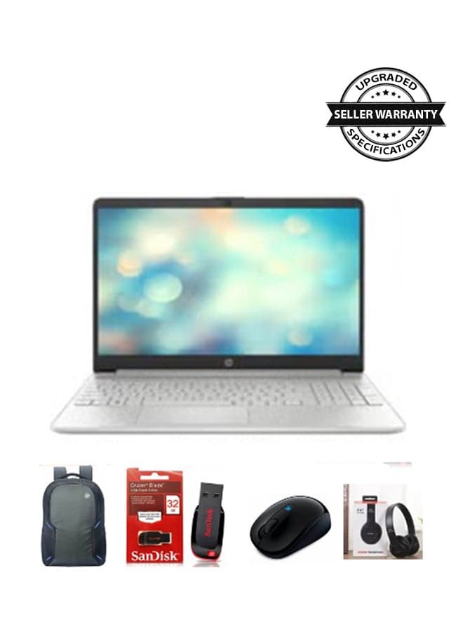(Upgraded Version) Newest 15 Laptop With 15.6-Inch Display, Celeron N4120 Processor/16GB RAM/256GB SSD/Windows 11 Best For Students + FREE Accessories + Bag + Mouse + Flash 32GB + Headset English Silver