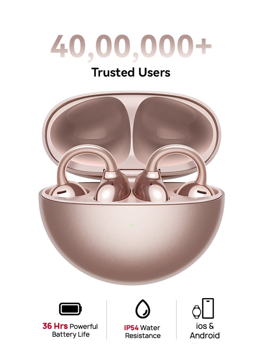 FreeClip, Groundbreaking Aesthetic Design, Feather-light Wearing, Open-ear Listening, AI Crystal-Clear Call, Long Battery Life, Dual-Device Connections Rose Gold