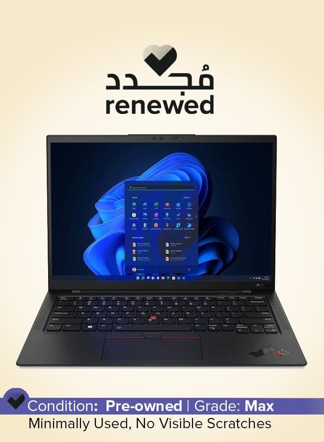 Renewed - ThinkPad X1 Carbon Gen 10 Laptop With 14-Inch Display,Core i7-1260P/12th Gen/Deca Core/16GB RAM/1TB SSD/Intel Iris XE Graphics/Windows 11 Pro English Black