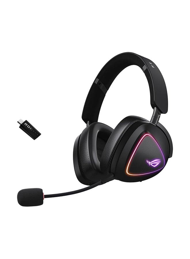 ROG Delta II Tri-Mode Wireless Gaming Headset – 50 mm Titanium-Plated Drivers, ROG SpeedNova 2.4 GHz + Bluetooth + 3.5 mm, LC3+ Codec, Virtual 7.1, DualFlow Audio, 10 mm Super-Wideband Mic, 110-Hour Battery, Aura Sync RGB, 318 g, bLACK | 90YH03W0-BHUA00