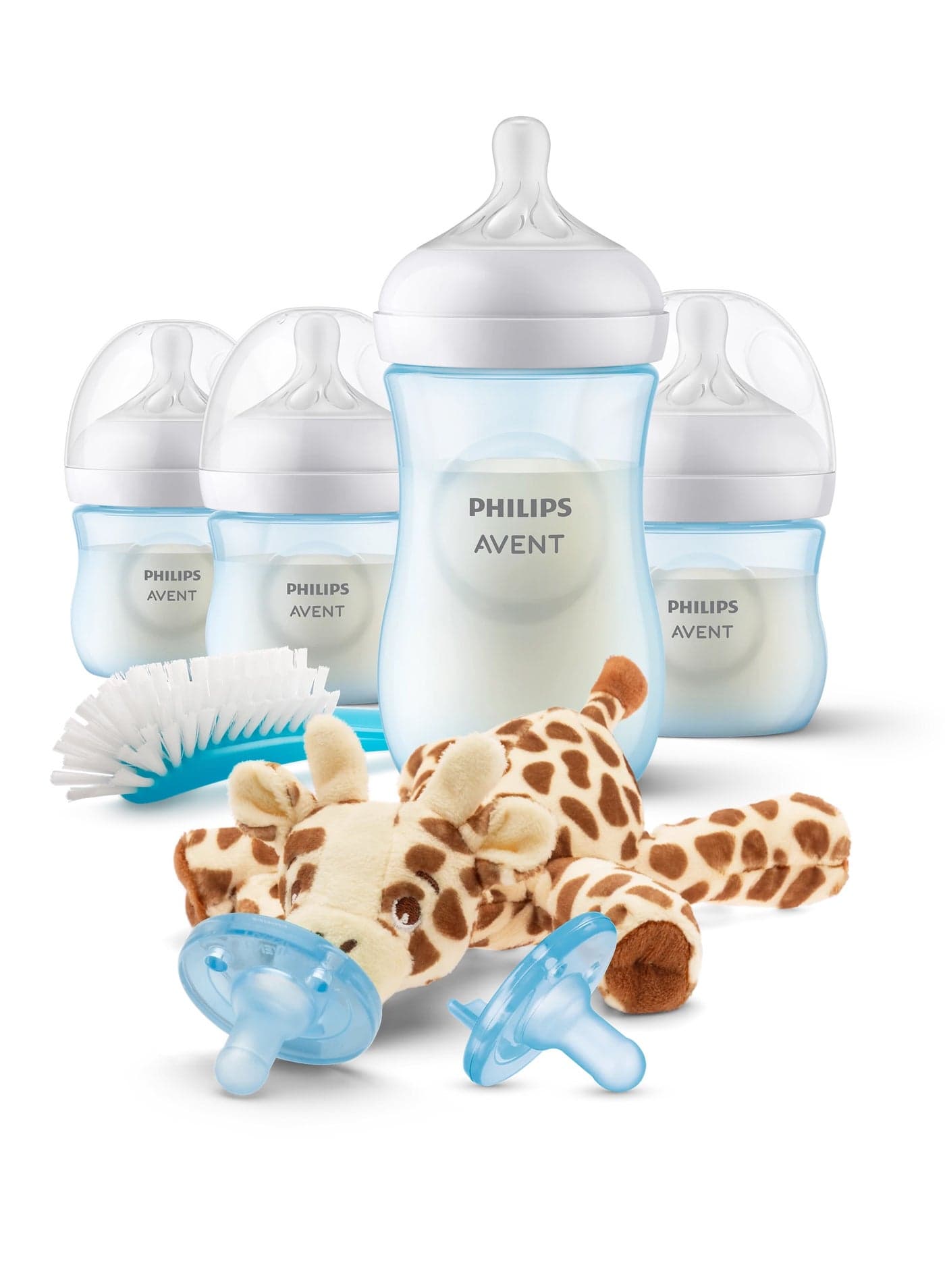 Natural Baby Bottle with Natural Response , Blue Baby Gift Set with Snuggle