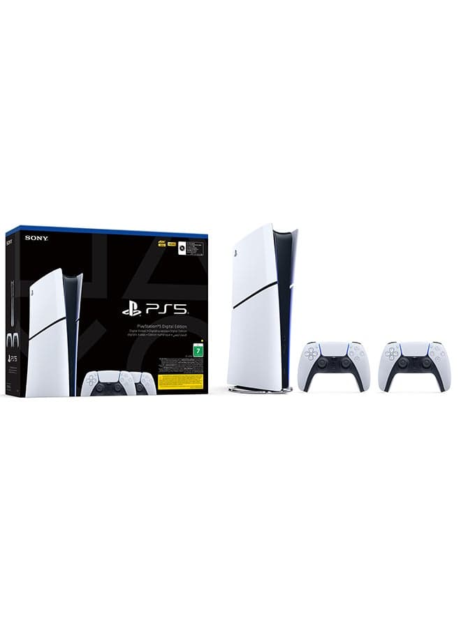 Sony PS5 Slim (Official Version) Console Digital Bundle with Extra DualSense Wireless Controllers