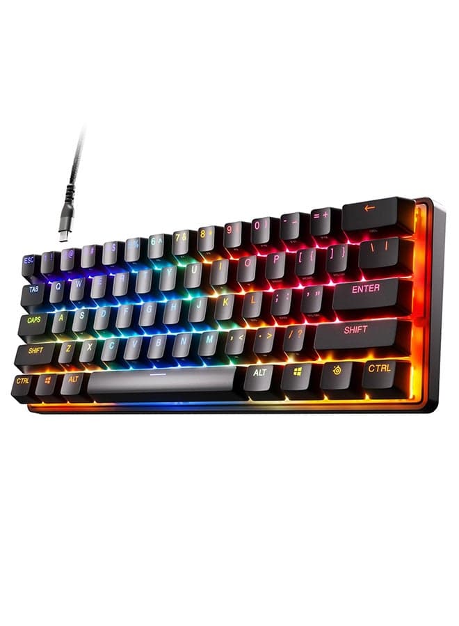 Apex Pro Mini Gen 3 US layout Keyboard OmniPoint 3.0 HyperMagnetic Switches, Adjustable Actuation, Rapid Trigger, Game-Ready Presets, Protection Mode, Rapid Tap / SOCD, RGB, PBT Keycaps, USB-C - Black