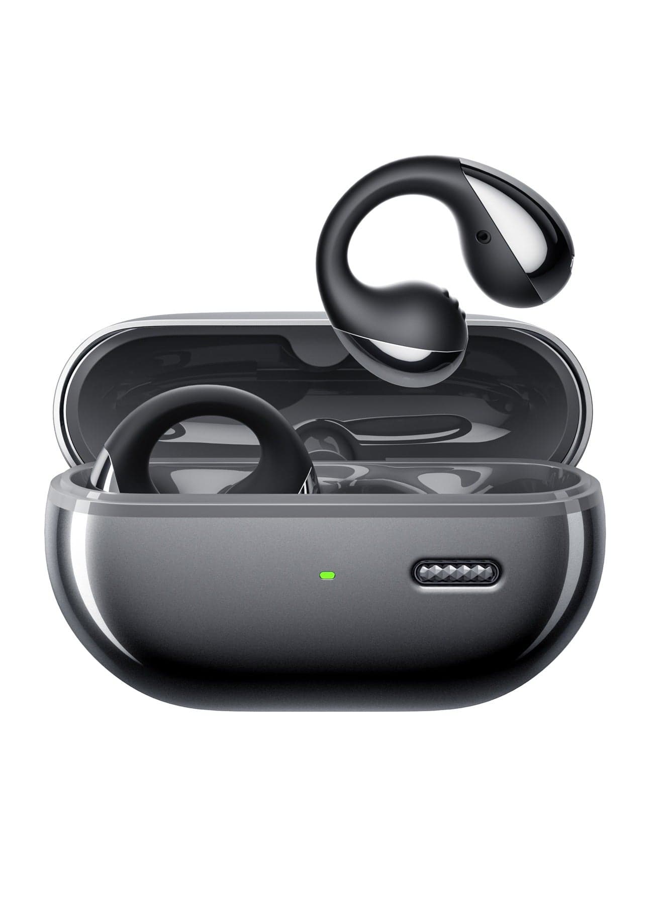 PearlClip Pro Open-Ear Earbuds, Bluetooth 5.4 Clip On Headphones, IPX5 Waterproof, Wireless Earbuds with 24 Hours Playtime, APP Control for Running/Cycling/Fitness black