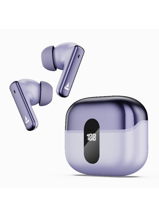 Airdopes 181 Pro TWS Earbuds w/ 100 HRS Playback, 4 Mics ENx Technology, ASAP Charge, Bluetooth v5.3 Lilac Serenity
