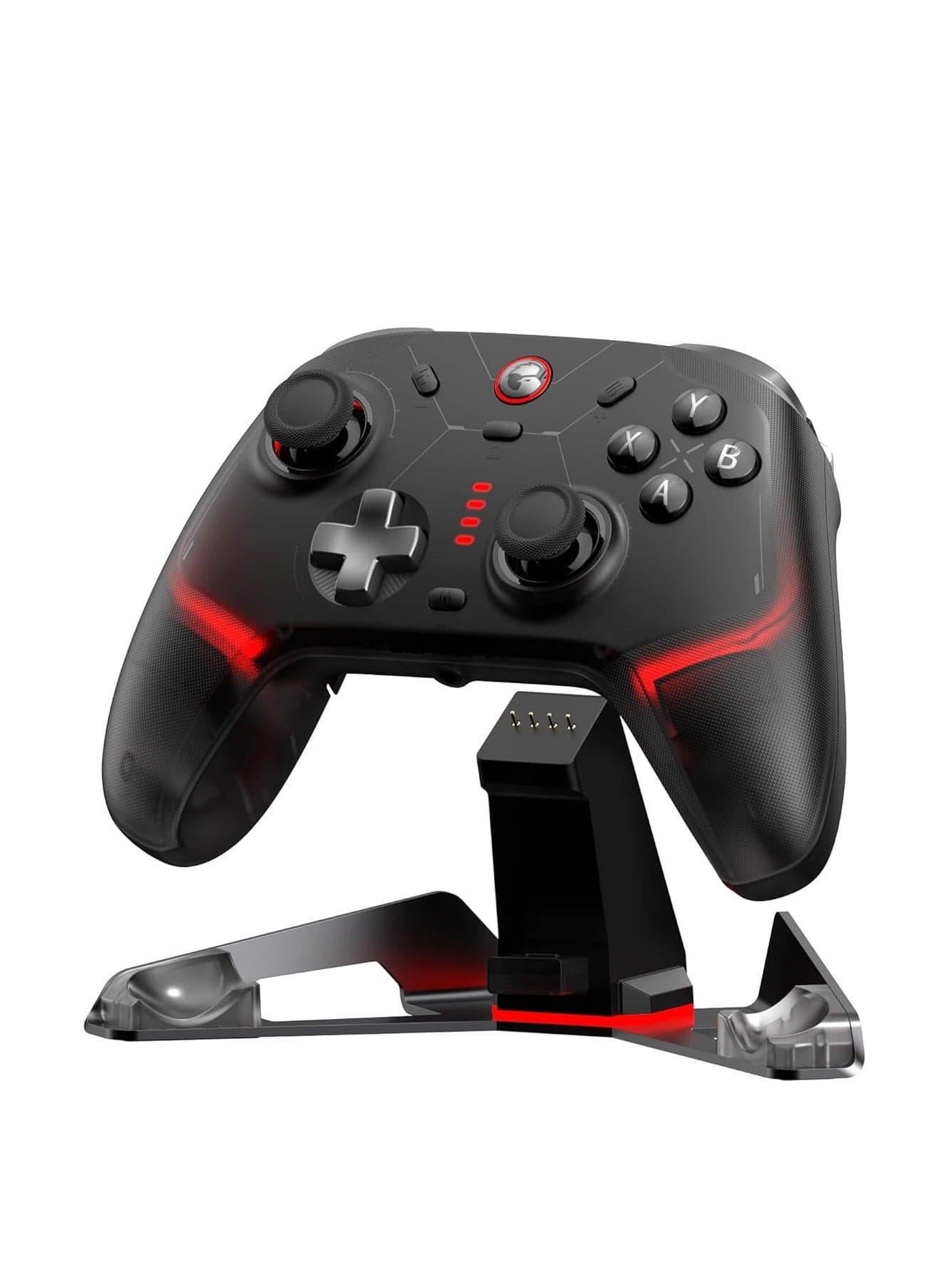 Professional Wireless Gamepad GameSir Cyclone 2 Game Controller for PC / Steam / Switch / Android / iOS with RGB Lamp Wireless Audio Hall Linear Trigger and Micro Trigger Switch Six-Axis Gyroscope Aluminium Alloy Charging Tower Black