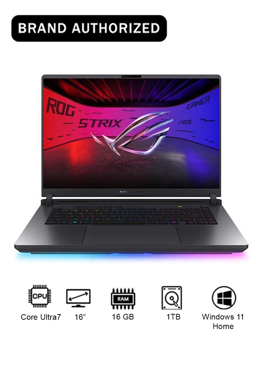 ROG Strix G16 G615L Laptop With 16 Inch 2.5K WQXGA (2560x1600) Display 240Hz,Core Ultra 7 255HX Processor/16GB RAM DDR5/1TB SSD/8GB NVIDIA GeForce RTX 5060 Graphics/Windows 11 Home/ English/Arabic Eclipse Gray