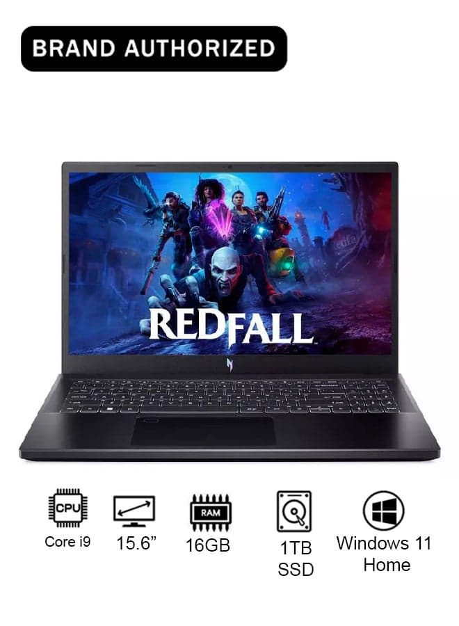 Nitro V ANV15 Gaming Laptop 13th Gen Intel Core i9-13900H 14 Cores Upto 5.4GHz/16GB DDR4 RAM/1TB SSD Storage/8GB NVIDIA®GeForce®RTX 5050 Graphics/15.6" FHD IPS 165Hz Display/W11/WiFi-6/Amber Backlit KB/Thunderbolt 4/ English Obsidian Black