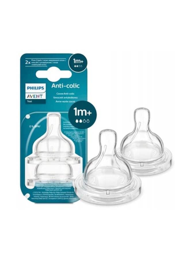 Philips Avent Anti colic Baby Teat slow flow 1m+ ( 2 Pack)
