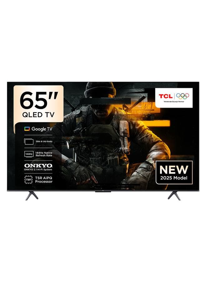 Television 65 Inch Smart TV 4K QLED Colorful Quantum Crystal HDR 10+ Gaming Google TV, 144Hz Native Refresh Rate, ONKYO 2.1 Hi-Fi, Dolby Atmos, MEMC, Game Master, (2025 Model) 65P8K Black