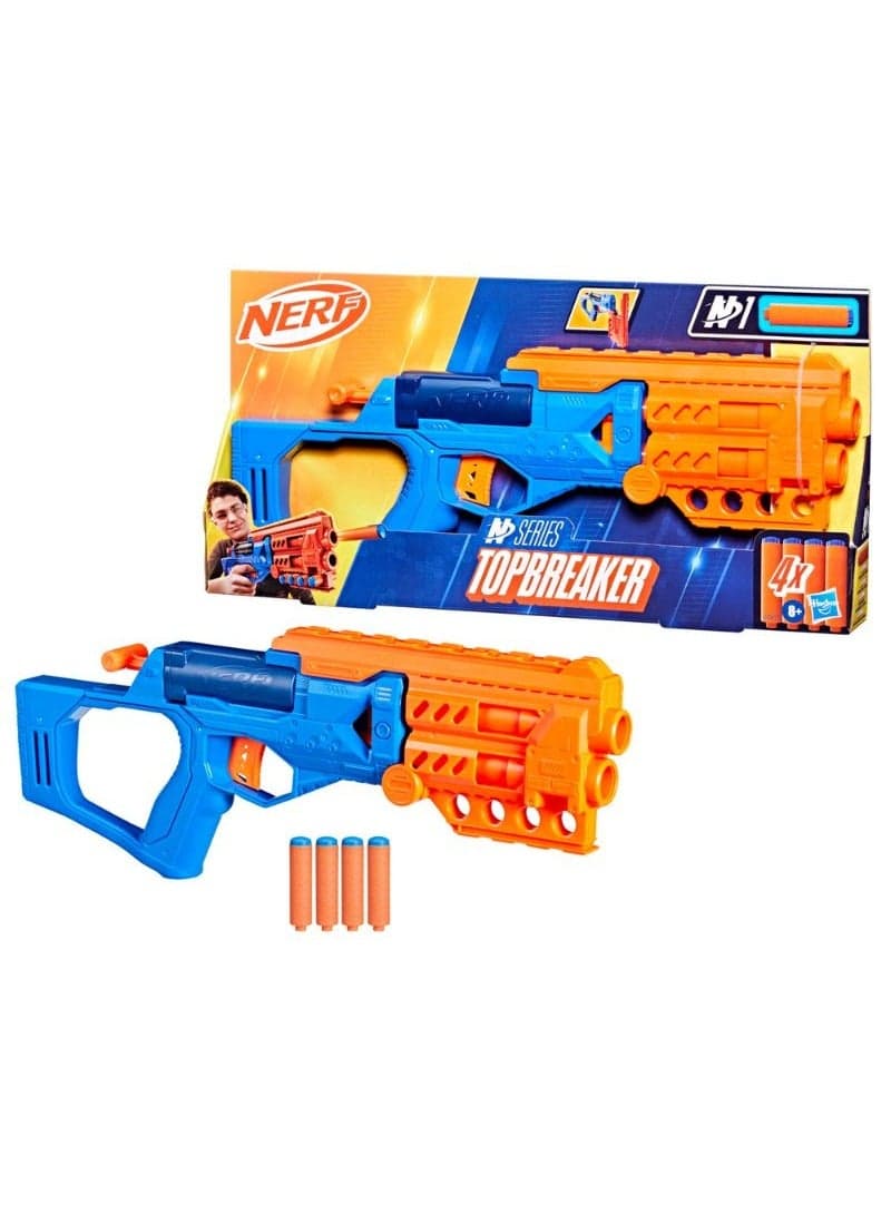 Nerf N Series Topbreaker Blaster includes 4 Nerf N1 Darts | 2 Dart Capacity | Breakopen Loading | for 8+ Years | G0877