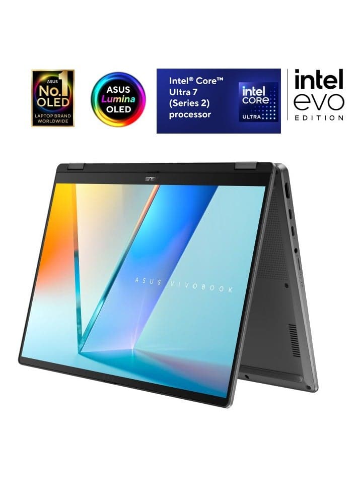 (Upgraded Version) Vivobook Flip 14" OLED 2-in-1 Touchscreen Laptop (TP3407SA) Intel Core Ultra 7 256V, 16GB LPDDR5X RAM, 1TB PCIe 4.0 SSD, Copilot+ PC EVO Edition, Windows 11 Home English Matte Grey English Matte Grey
