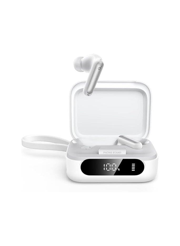 P41i by Anker Adaptive Noise Cancelling Earbuds with Portable Phone Charger (Built-in USB-C Cable), 192-h Playtime, Immersive Sound, 6-Mic AI Calls, IPX5 Wireless Earbuds, Bluetooth 5.3 - White