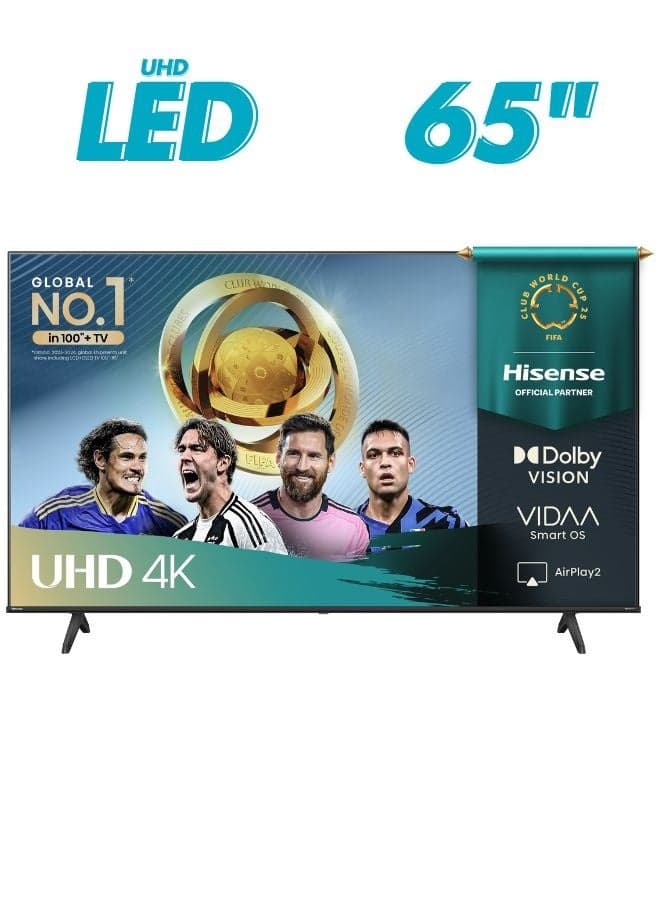 Hisense 65-Inch 4K UHD Smart TV – Immersive Entertainment with Dolby Vision, Dolby Audio & Game Mode Plus | VIDAA OS, Wi-Fi, Bluetooth, Netflix & YouTube (65A61Q - 2025 Model) 65A61Q Black