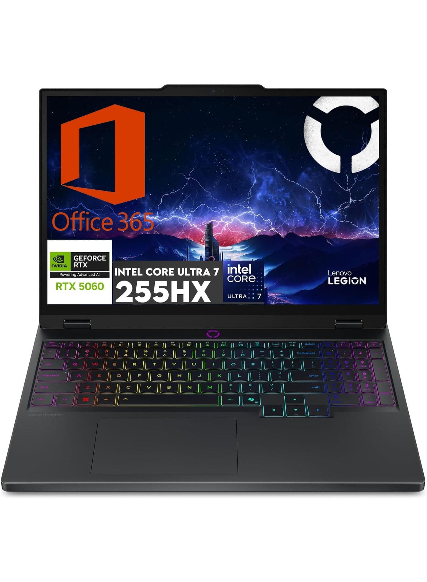 LEGION 5 16IAX10 Laptop With 16-Inch WQXGA Display,Core Ultra 7-255HX Processor/32GB RAM/1TB SSD/Nvidia Geforce RTX 5060 8GB Graphics/Windows 11 + Office 365 English Eclipse Black