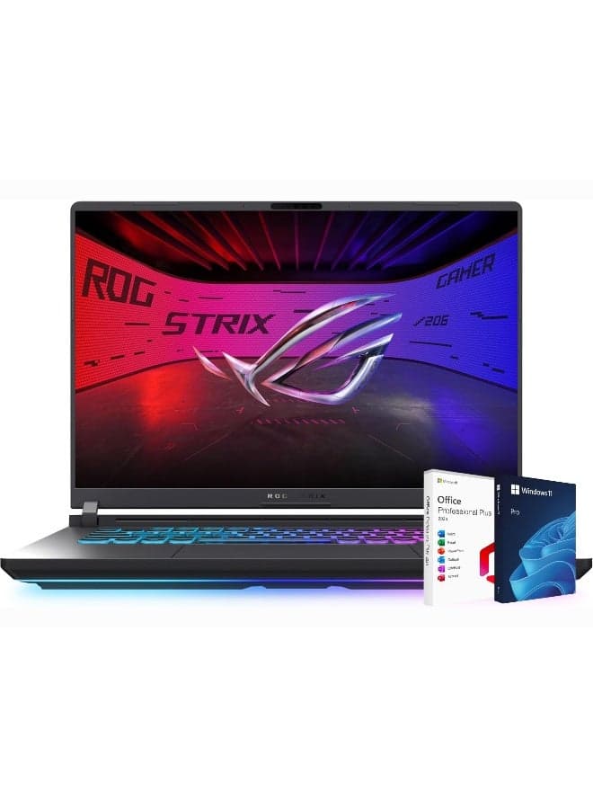 ROG Strix G16 Gaming Laptop, Intel Core i9-14900HX,16 Inch FHD 165Hz, 32GB RAM, 1TB SSD, NVIDIA GeForce RTX 5060 8GB, Windows 11 Pro+ Life Time Office 2024 English/Arabic Black