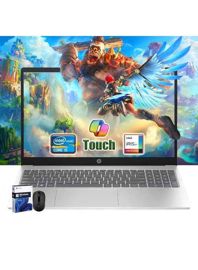 (Upgraded Version) 15.6" Touchscreen Laptop | 12th Gen Intel i5-1235U (Beats i7-8700) | 16GB RAM | 512GB SSD | Iris Xe Graphics | Win 11 Pro | Fast Charge | W/Mouse English Silver