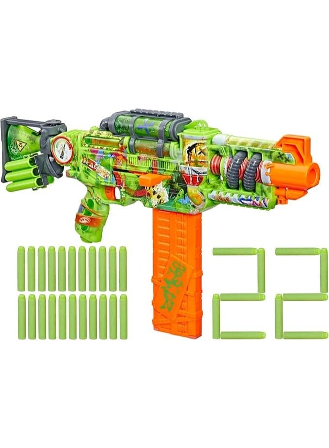 Nerf Zombie Corrupter Single Fire Dart Blaster includes 22 Nerf Elite Darts | 18-Dart Removable Clip | for 8+ Years | F8962