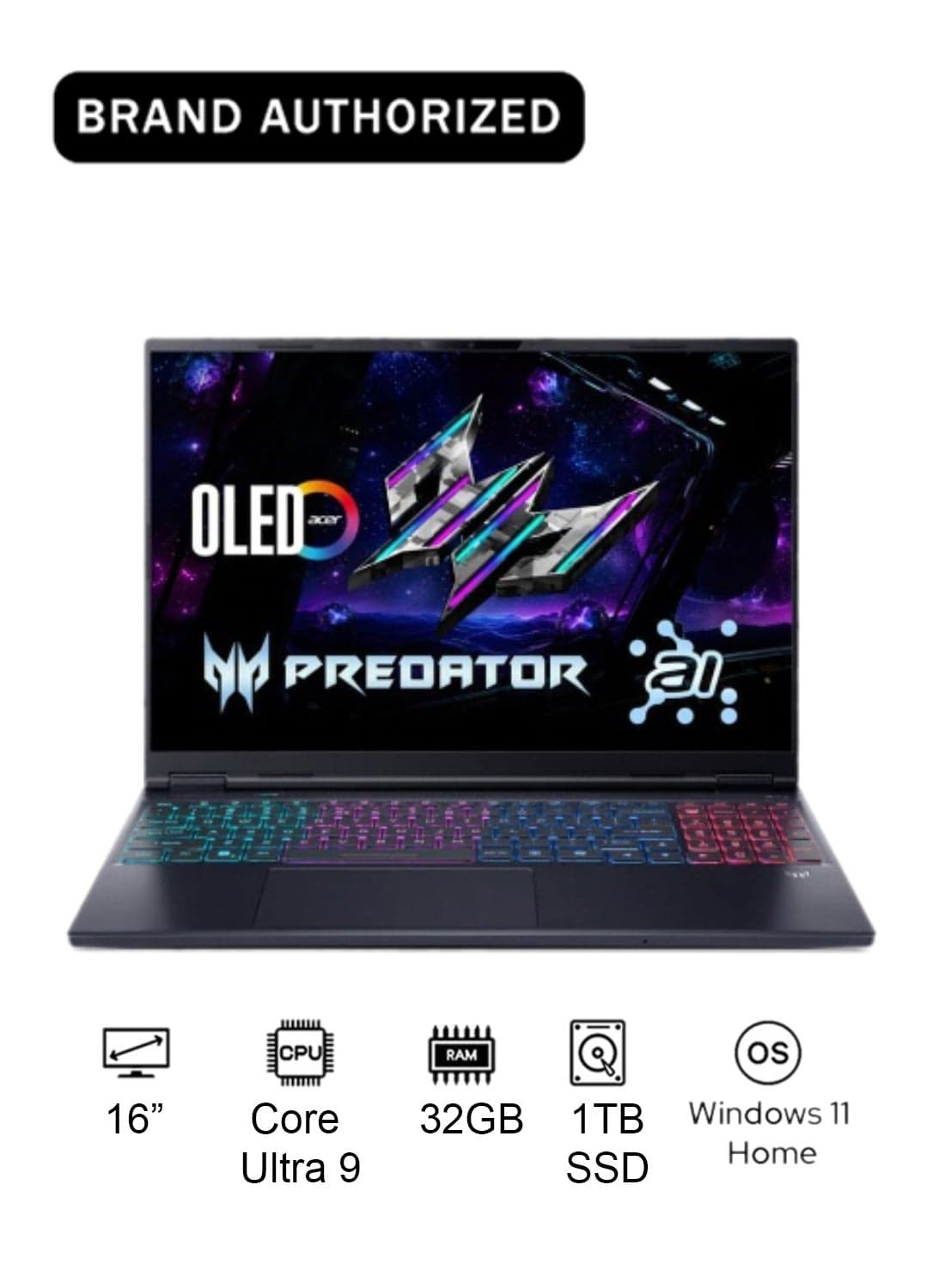 Predator Helios Neo 16 Gaming Laptop 14th Gen Intel Core Ultra 9-275HX 24 Cores Upto 5.4GHz/32GB DDR5 6400MHz/1TB SSD/8GB NVIDIA®GeForce®RTX 5070/16" WQXGA IPS 240Hz/W11/WiFi-6 English Obsidian Black