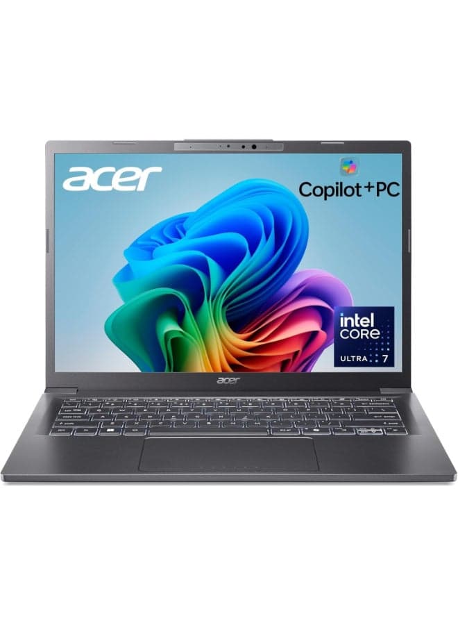 Aspire 14 AI A14-52MT-701K Laptop, 14" WUXGA IPS Touch Display, Intel Core Ultra 7 258 V, 32GB RAM, 1TB SSD, Intel Arc 140V GPU English Steel Gray