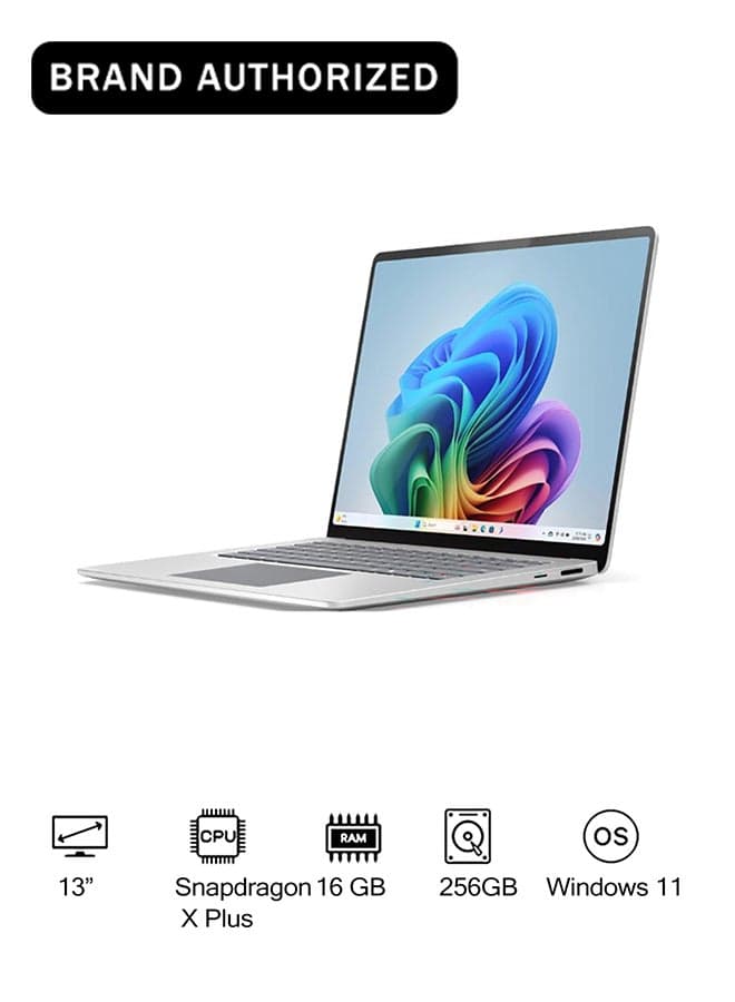Surface Laptop 13" Copilot+PC, Snapdragon X Plus 8 Core, 16GB RAM, 256GB SSD, Win11 English/Arabic Keyboard Platinum