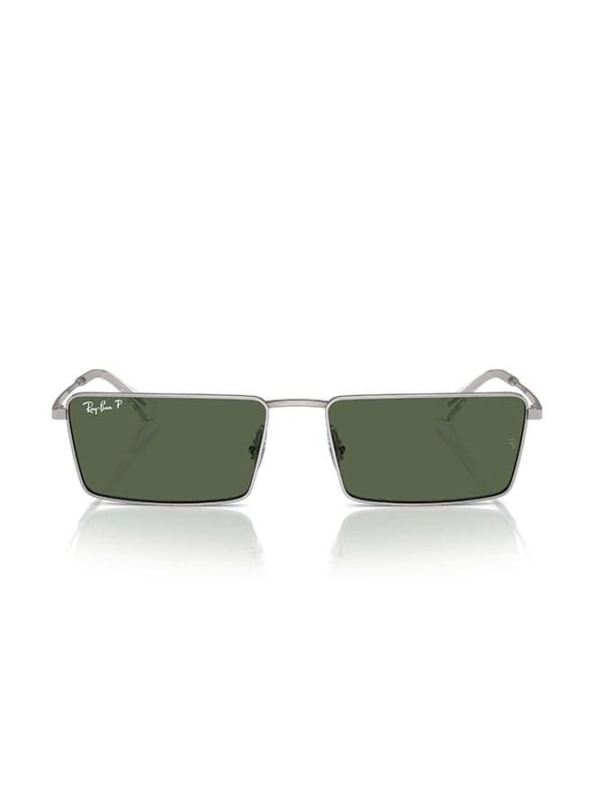 Emy Bio-Based RB3741 003/9A Unisex's Full Rim Rectangular Polarized Sunglasses - Lens Size: 56 mm