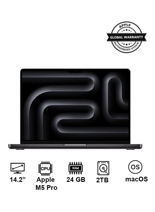 New 2026 MacBook Pro MGDT4 | 14.2 Inch Display | Apple M5 Pro Chip | 18-Core CPU 20-Core GPU | 24GB RAM | 2TB SSD | macOS | English And Arabic Keyboard | Space Black