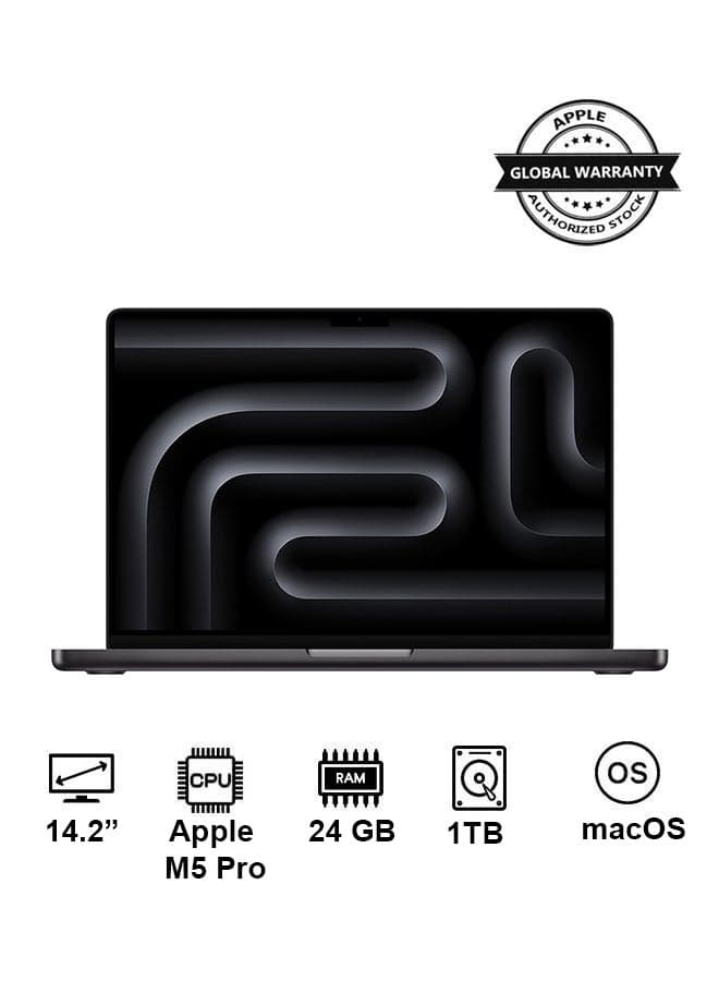 New 2026 MacBook Pro MGDR4 | 14.2 Inch Display | Apple M5 Pro Chip | 15-Core CPU 16-Core GPU | 24GB RAM | 1TB SSD | macOS | English Keyboard | Space Black