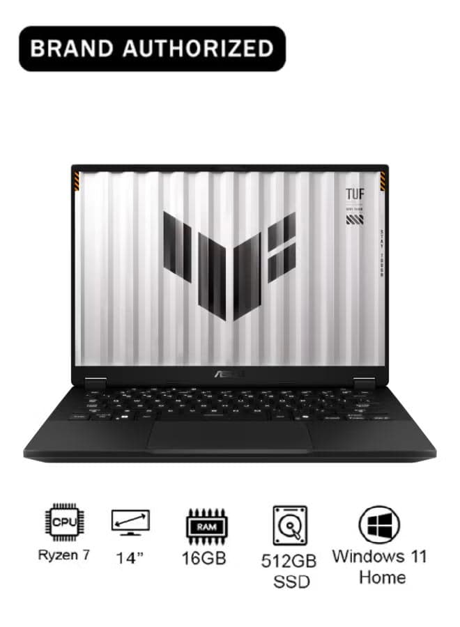 TUF Gaming Laptop A14 Laptop With 14-Inch Display, AMD Ryzen 7 260 Processor/16GB RAM/512GB SSD/Nvidia RTX 5050 Graphics Card/Windows 11 Home Jaegar Gray