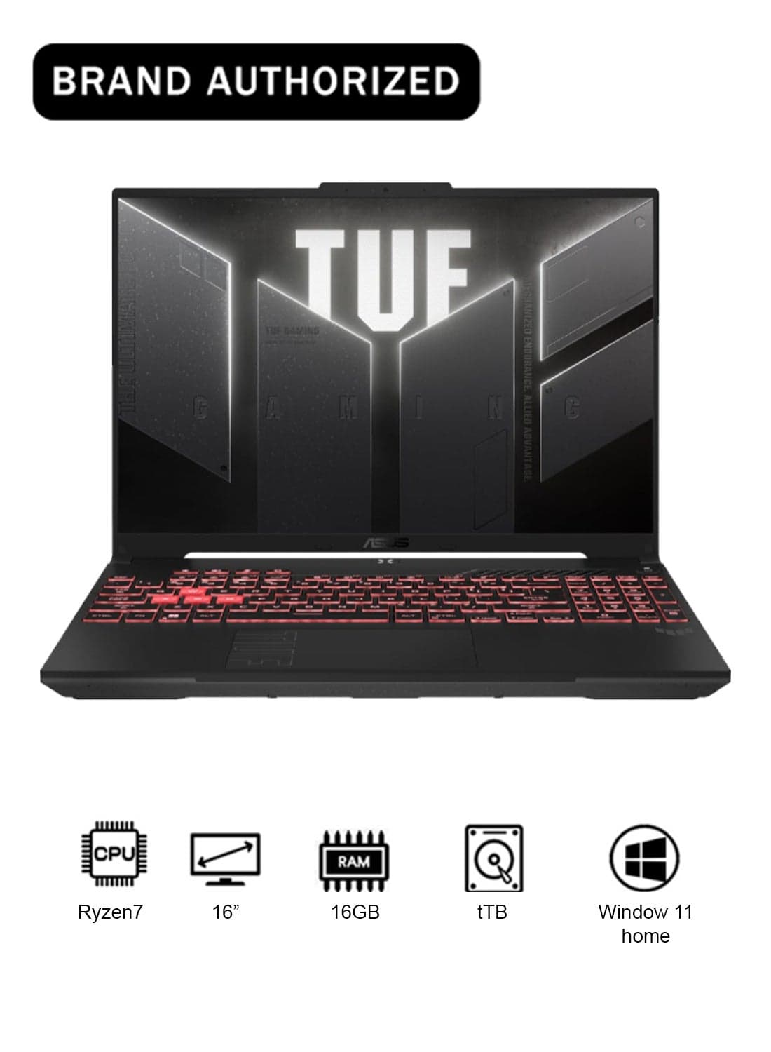 TUF Gaming A16 Laptop With 16-Inch Display, Ryzen 7 Processor/16GB RAM/1TB SSD/NVIDIA GeForce RTX 4050 Graphics Card/Windows 11 Home English Jaeger Gray