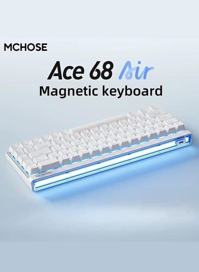 ACE 68 Air Magnetic Switch Wired Gaming Keyboard,65% Rapid Trigger Hall Effect Keyboard with Adjustable Actuation HotSwap RGB Snap Tap Hyper-Fast 8K Hz Polling Rate for PC/Mac Gamer (White)