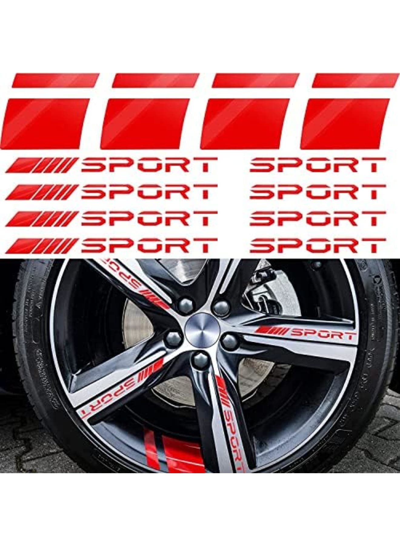 Wheel Rim Decal Stripes Set Sport Emblem Reflective Stickers, Auto Racing Sport Logo Decals Waterproof Wheel Stripe Car Rim Stripes for 18-21 Inch Wheels Tire Rim Safety Decoration12 Pcs