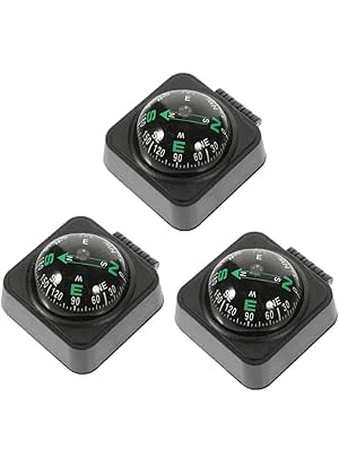 3Pcs Black Adjustable Vehicle Compass for Car Boat Motorcycle Dashboard Navigation