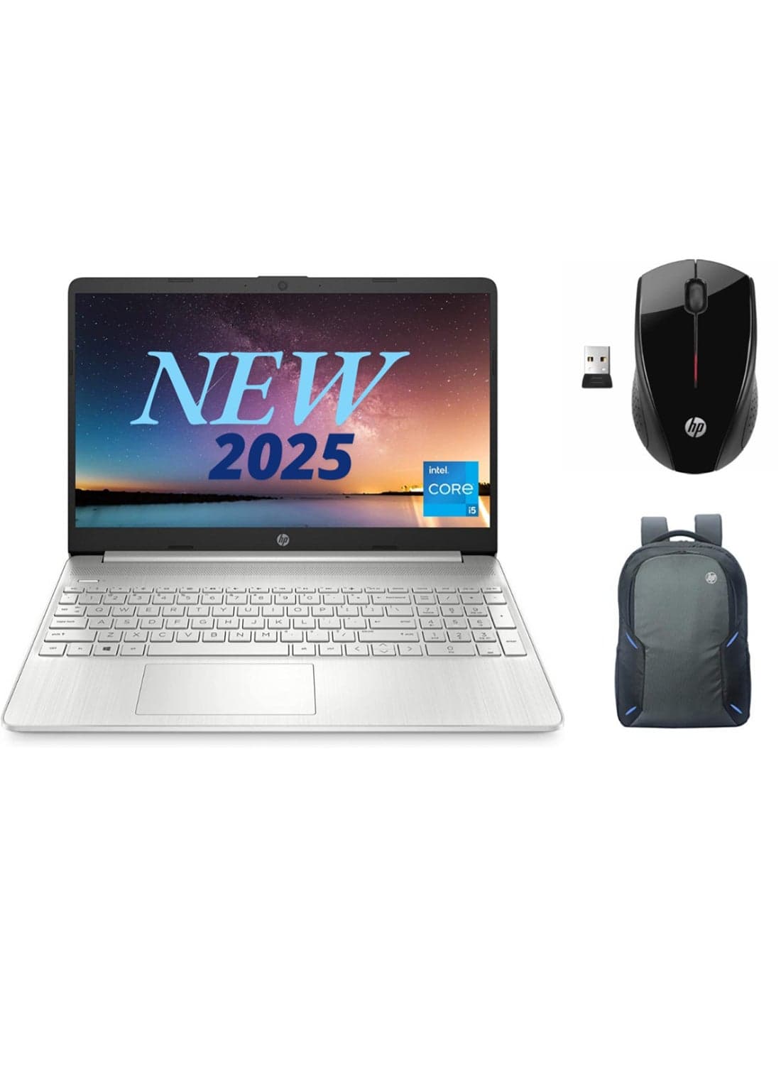 15s-FQ5066TU (Upgraded Version) Laptop With 15.6-Inch Display, Core i5-1235u Processor/8GB RAM/512GB SSD/Intel Iris XE Graphics/Windows 11 With (Upgraded Version) Laptop Bag + Mouse English/Arabic Silver