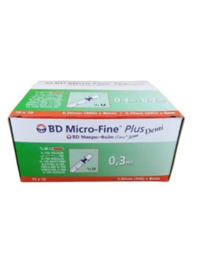 BD Micro Fine Demi 0.3 Ml Insulin Syringe (30g) 8mm (10x10)