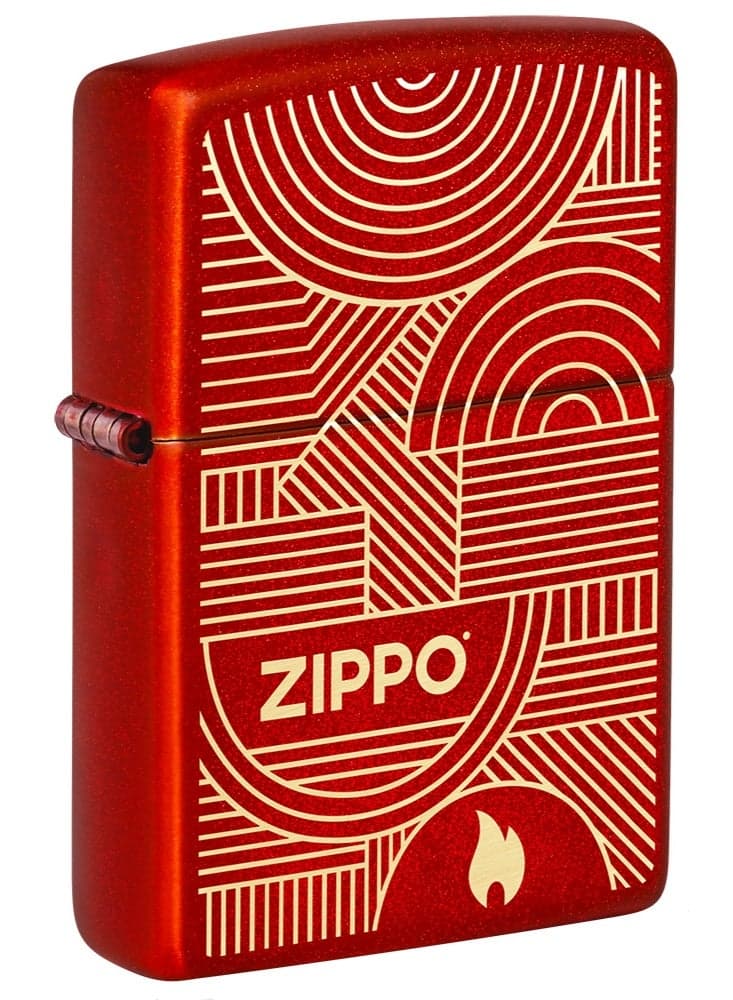 Zippo 48705 49475 Abstract Lines Metallic Red Windproof Lighter