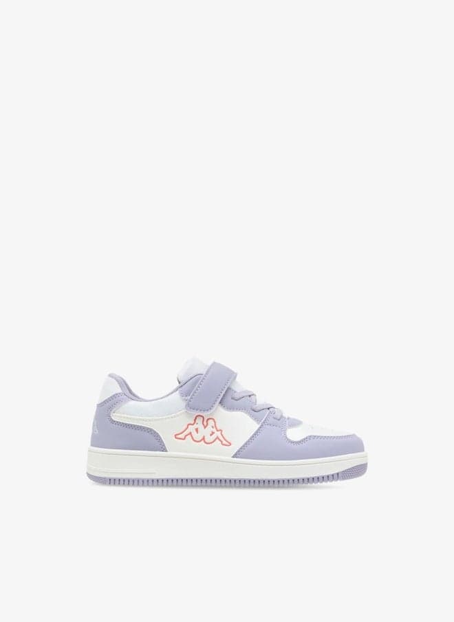 Girls' Panelled Low-Ankle Sneakers with Hook and Loop Closure