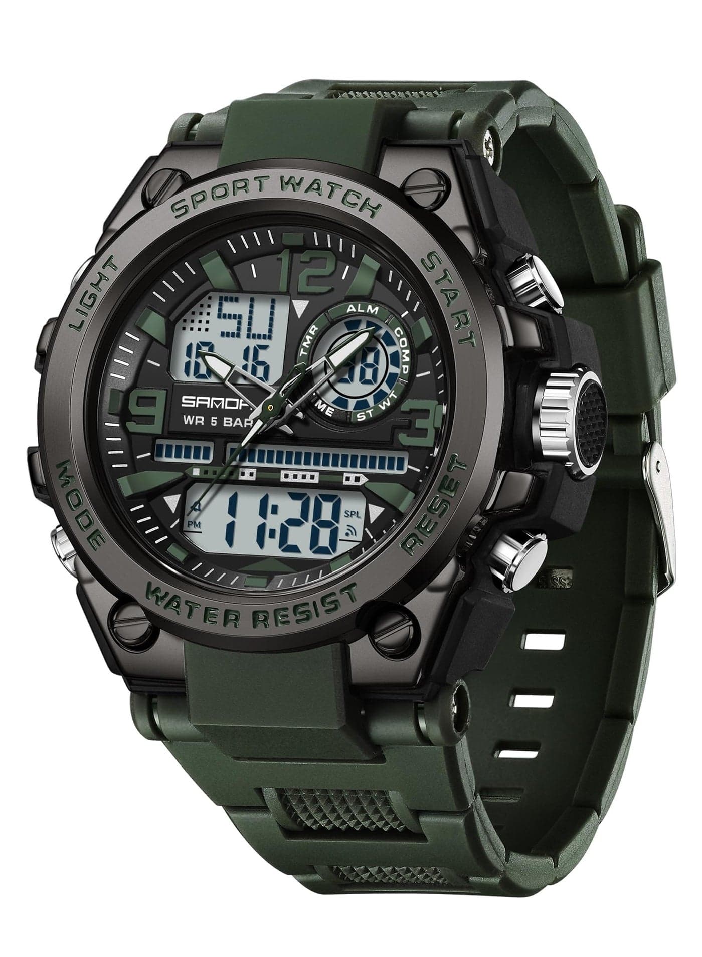 Sanda Men's Watches Sports Outdoor Waterproof Watch Date Multi Function Tactics LED Alarm Stopwatch