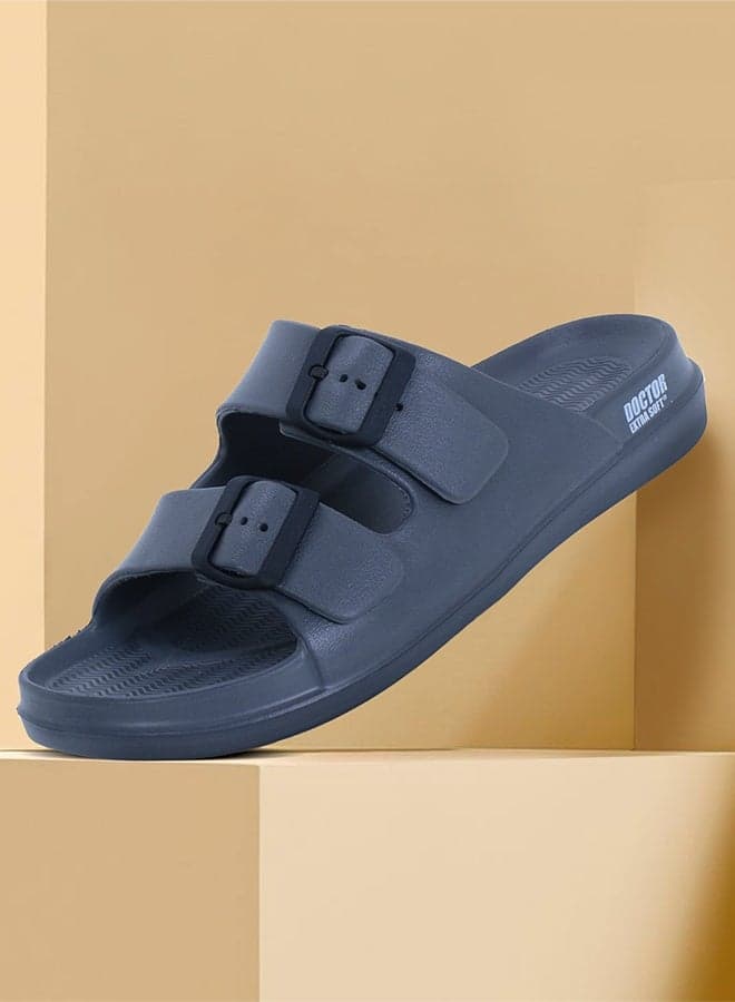 Comfort Slides for Men | Soft Cushion Double Strap Casual Sandals Anti Slip | Doctor Extra Soft D-505