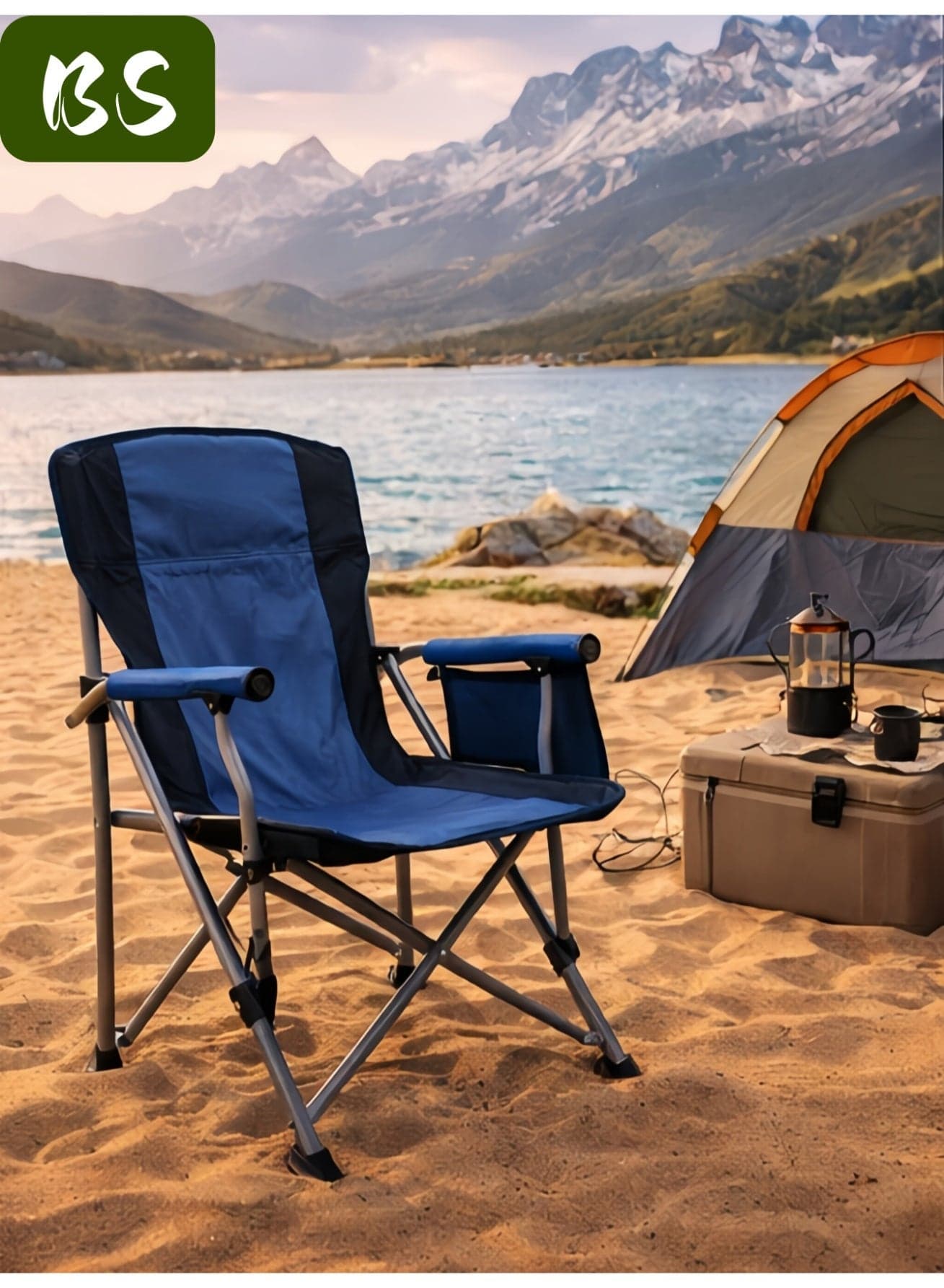 (Outdoor Survival Chair)Portable outdoor chair | Folding camping chair | Folding travel chair | Lightweight folding chair | Green folding camping chair with cup holder and padded seat | Beach chair | Picnic chair | Camping accessories | Weight capacity: 440 lbs | High-back lawn chair.